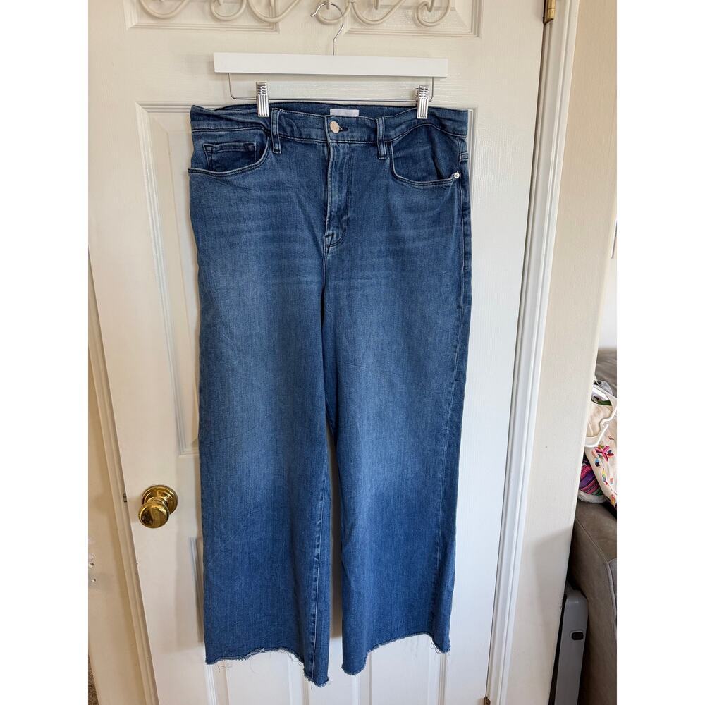 FRAME Le Slim Palazzo Jeans in 'Canals Raw' wash Size 33 — High Rise Wide Leg - Picture 3 of 7